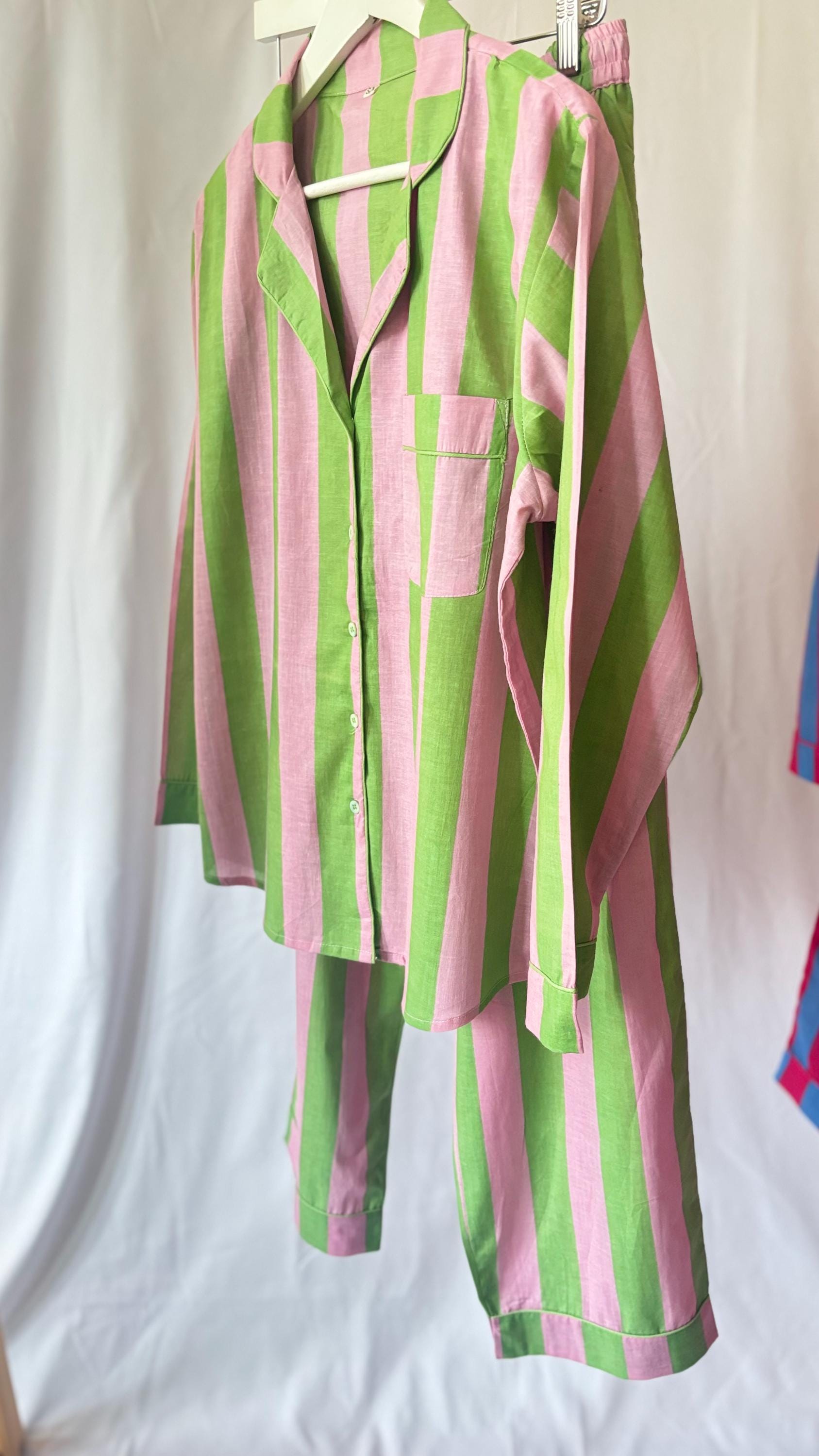 Striped Cotton Pyjama Set:  Long Sleeve|Pants Loungewear