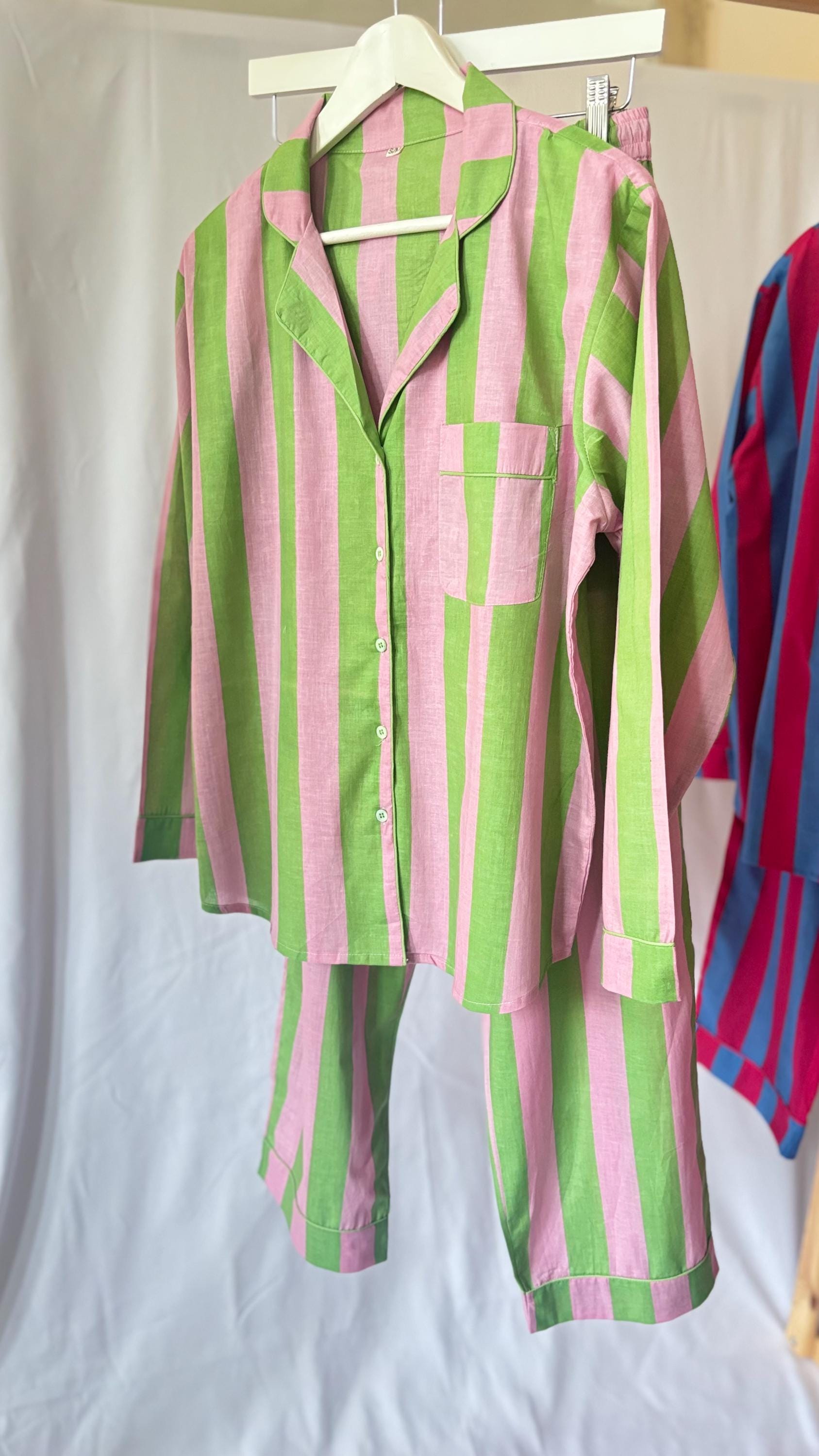 Striped Cotton Pyjama Set:  Long Sleeve|Pants Loungewear