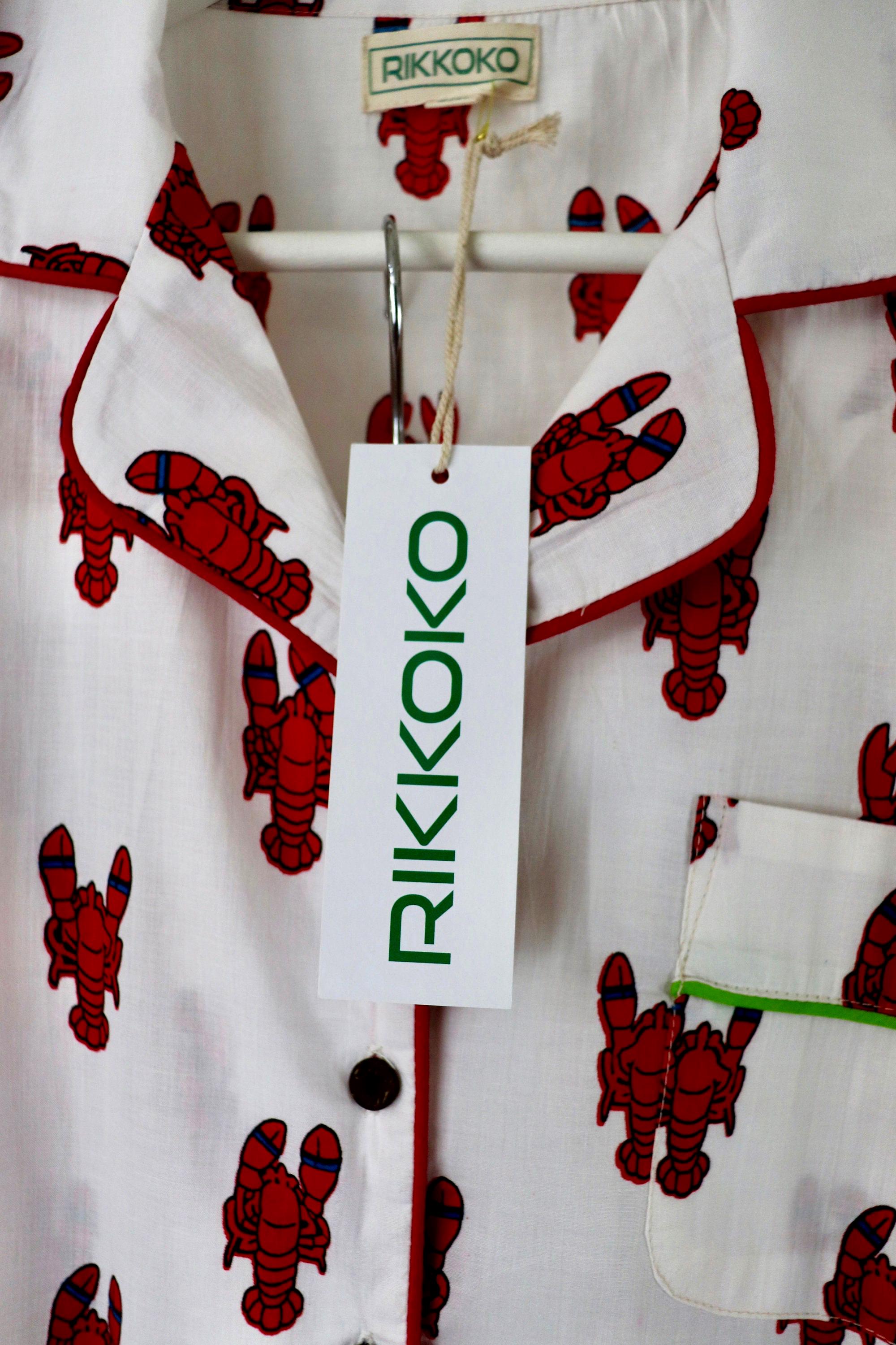 Lobster Print Cotton Pyjama Set: Long Sleeve Coastal Loungewear