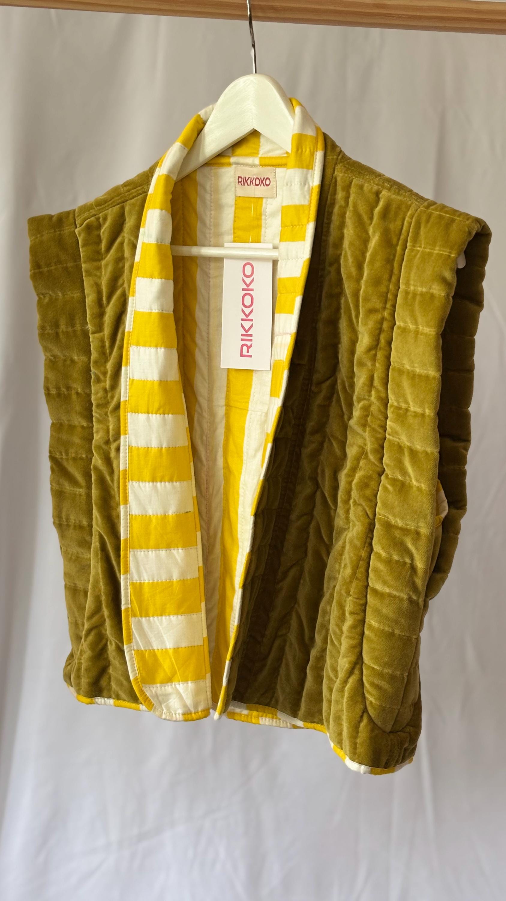 Velvet cotton  padded striped lining gilet| waistcoat in blue |yellow |green| red