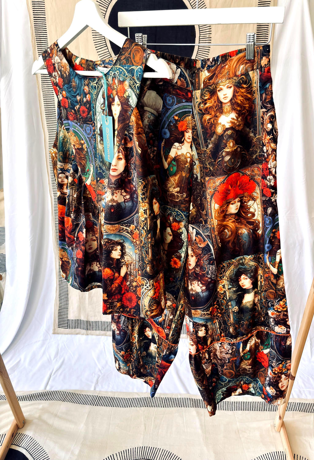 Cotton Sleeveless Top and Pants Set:  Digital Print Coordinate