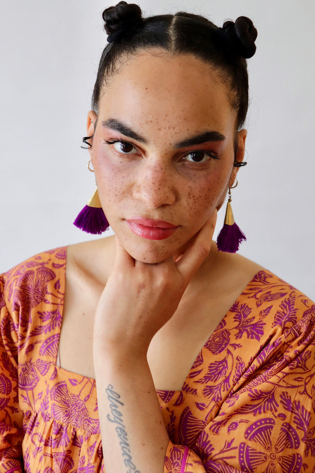 Floral Cotton Summer Dress: Yellow Block-Print Lounge Dress