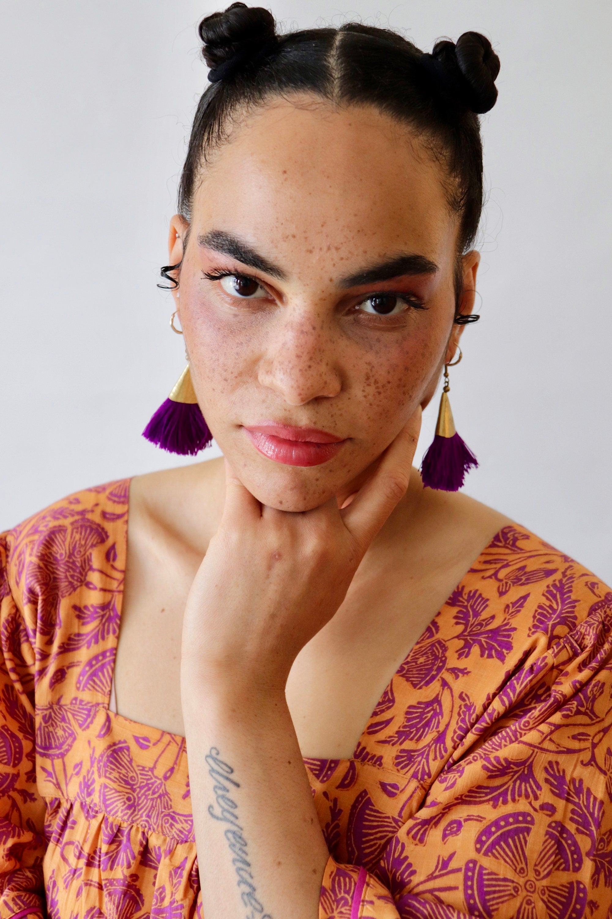 Floral Cotton Summer Dress: Yellow Block-Print Lounge Dress