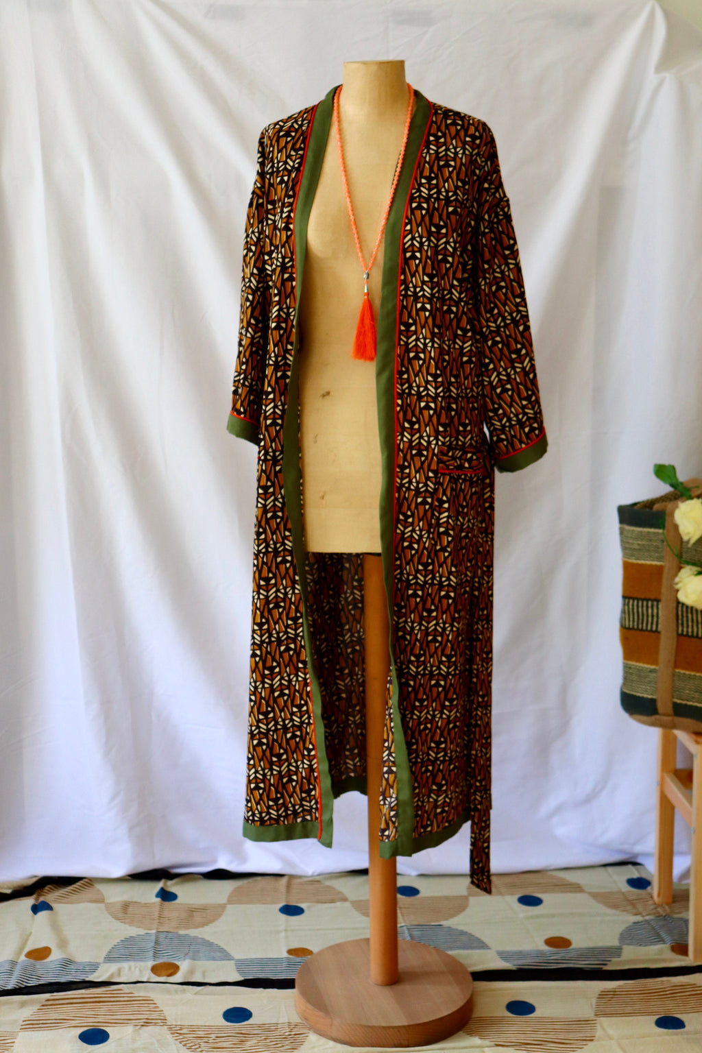 Kimono Robe Gown made of cotton and graphic image print  base