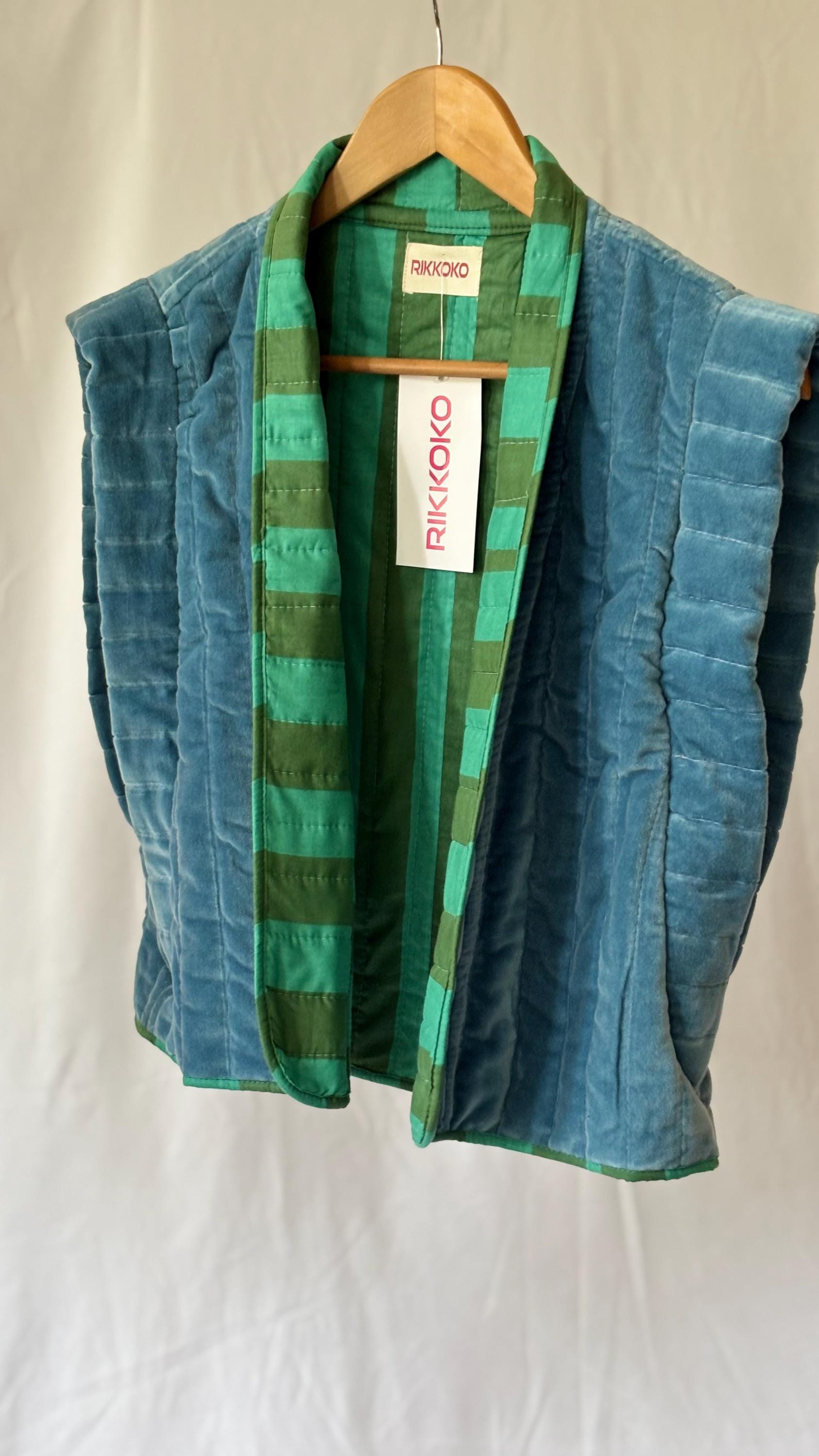 Velvet cotton  padded striped lining gilet| waistcoat in blue |yellow |green| red