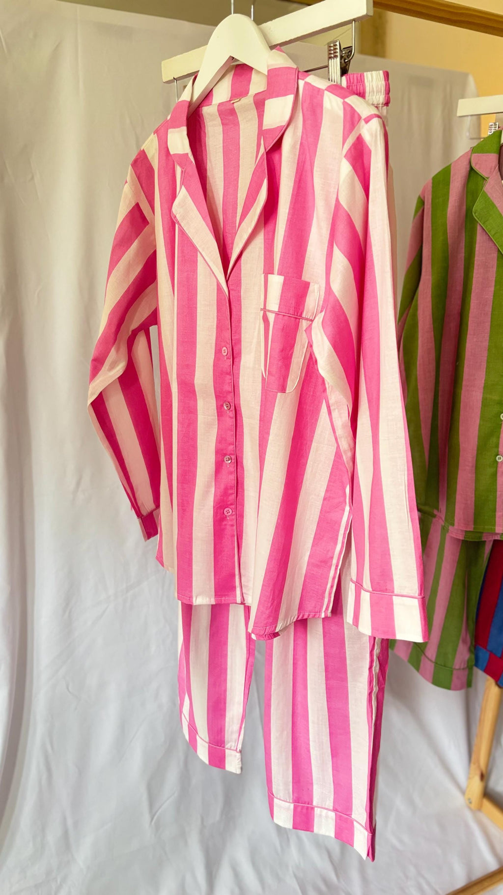 Striped Cotton Pyjama Set:  Long Sleeve|Pants Loungewear