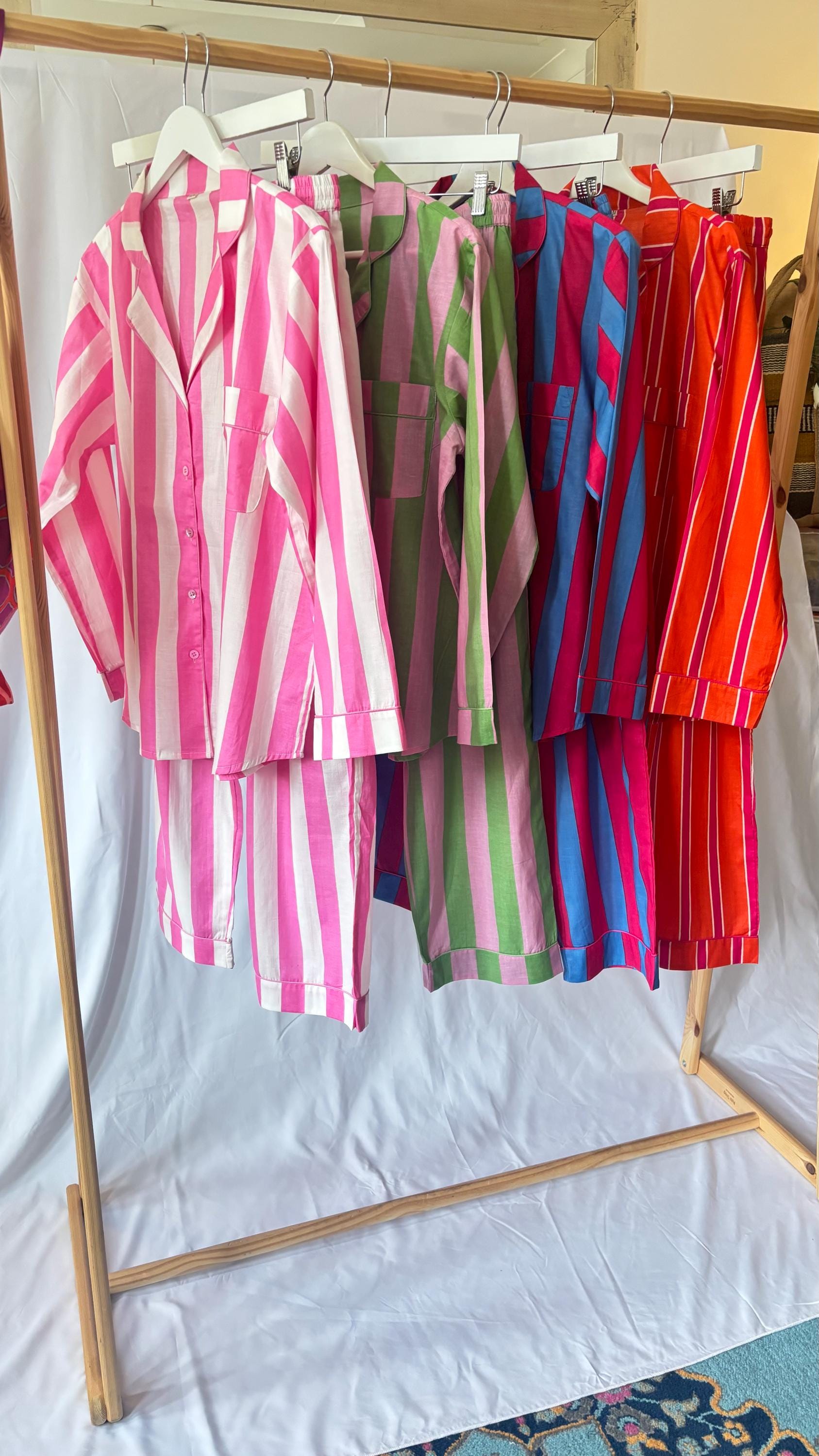 Striped Cotton Pyjama Set:  Long Sleeve|Pants Loungewear