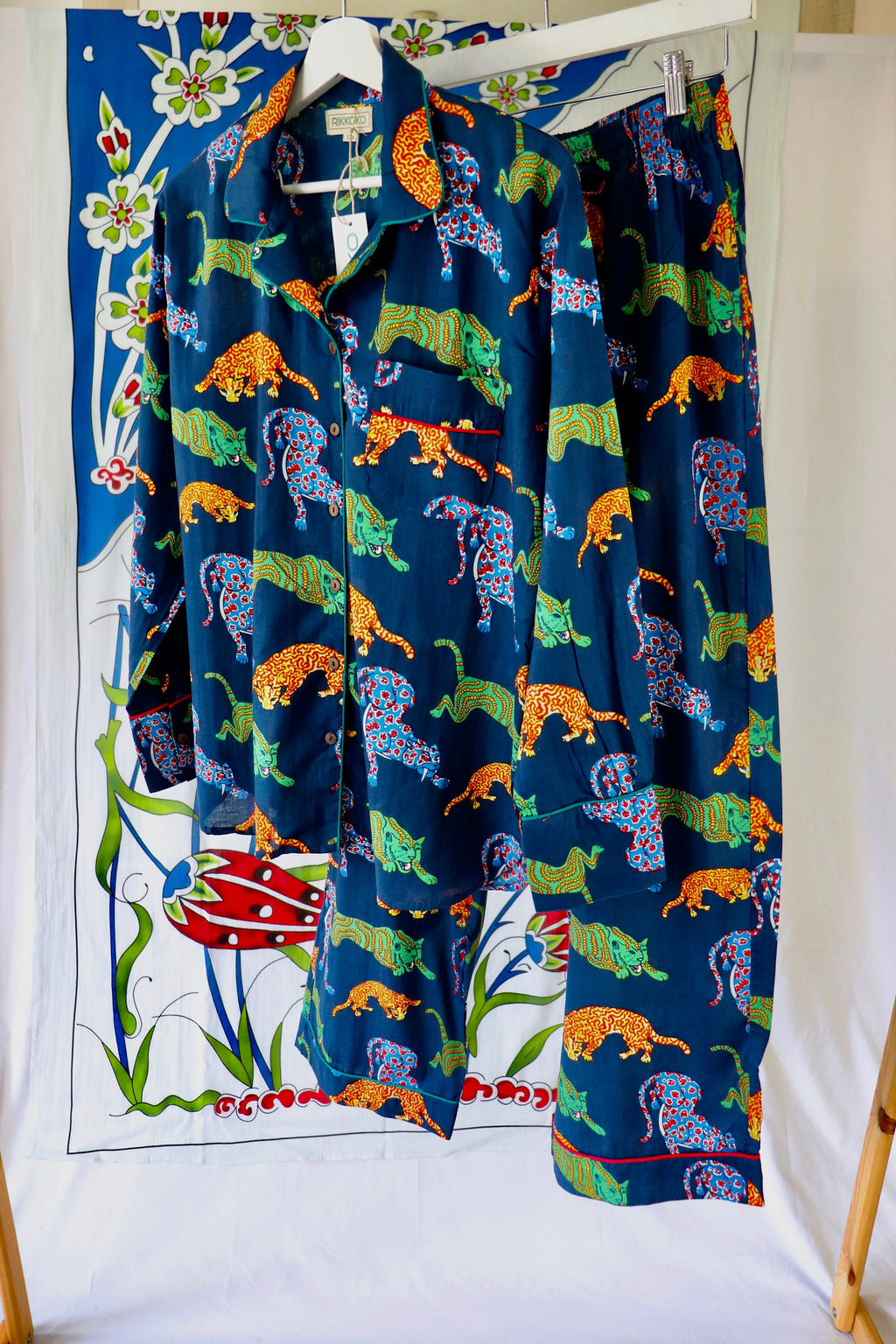 Cotton Pyjama Set: Panther Print Loungewear with Pockets