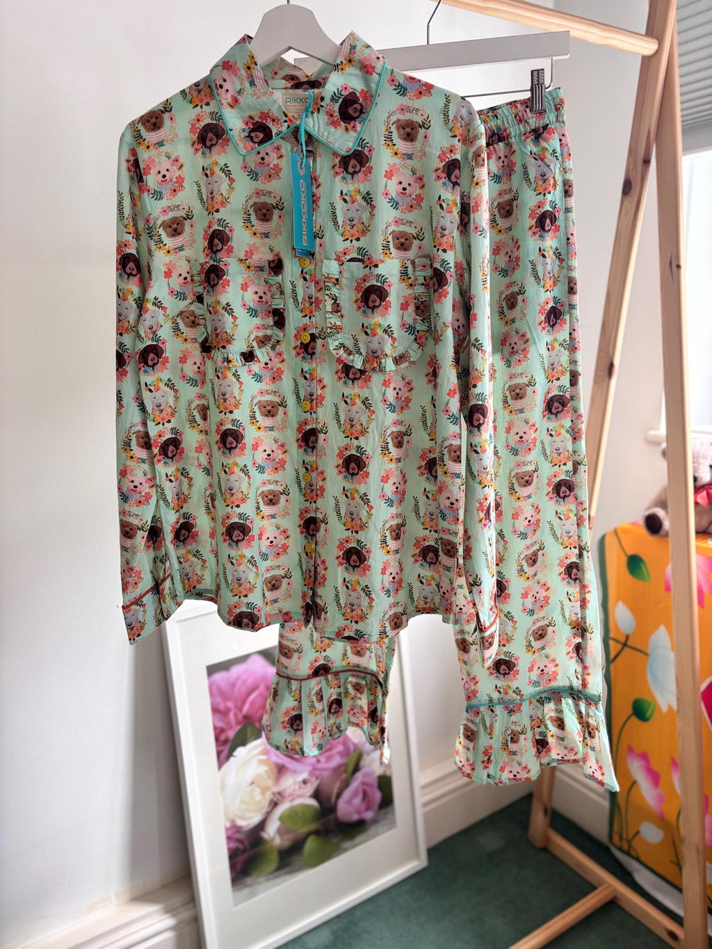 Dog Print Cotton Pyjama Set: Women's Lounge Shorts Coordinate