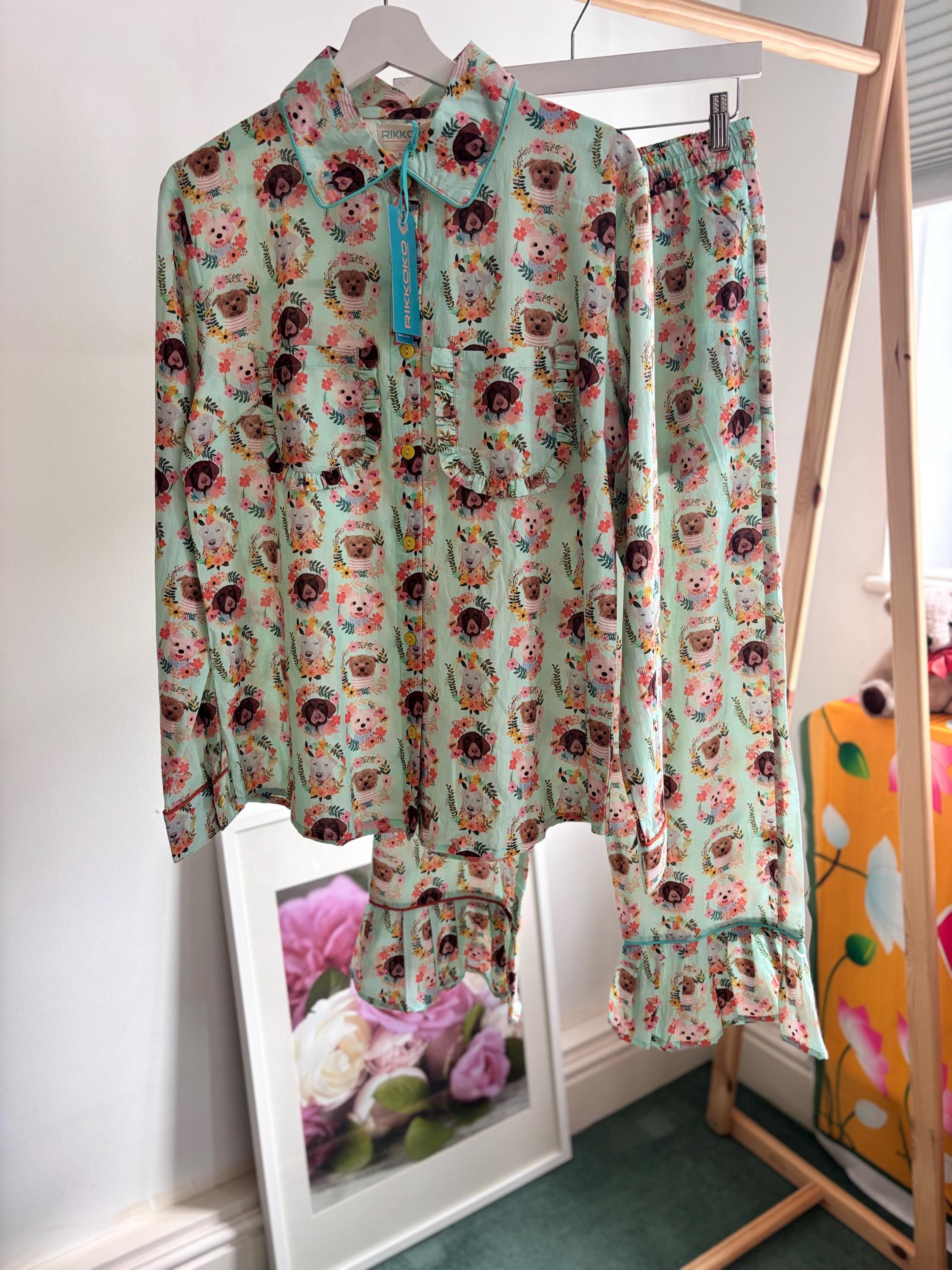 Dog Print Cotton Pyjama Set: Women's Lounge Shorts Coordinate