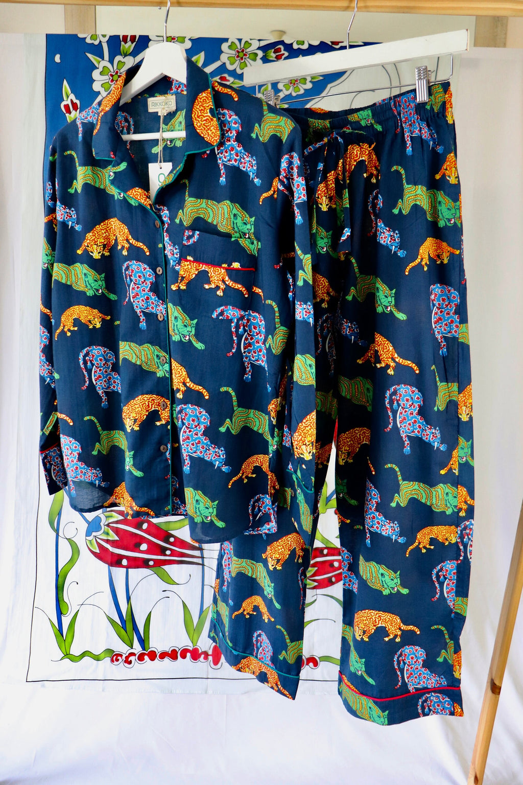 Cotton Pyjama Set: Panther Print Loungewear with Pockets