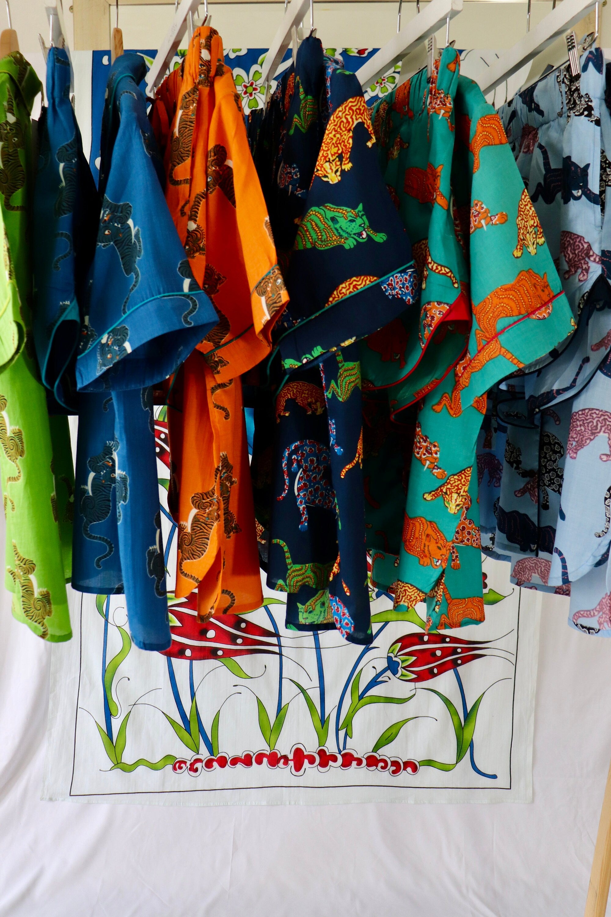 Cotton Pyjama Set: Navy Blue Panther Print, Short Sleeve Loungewear