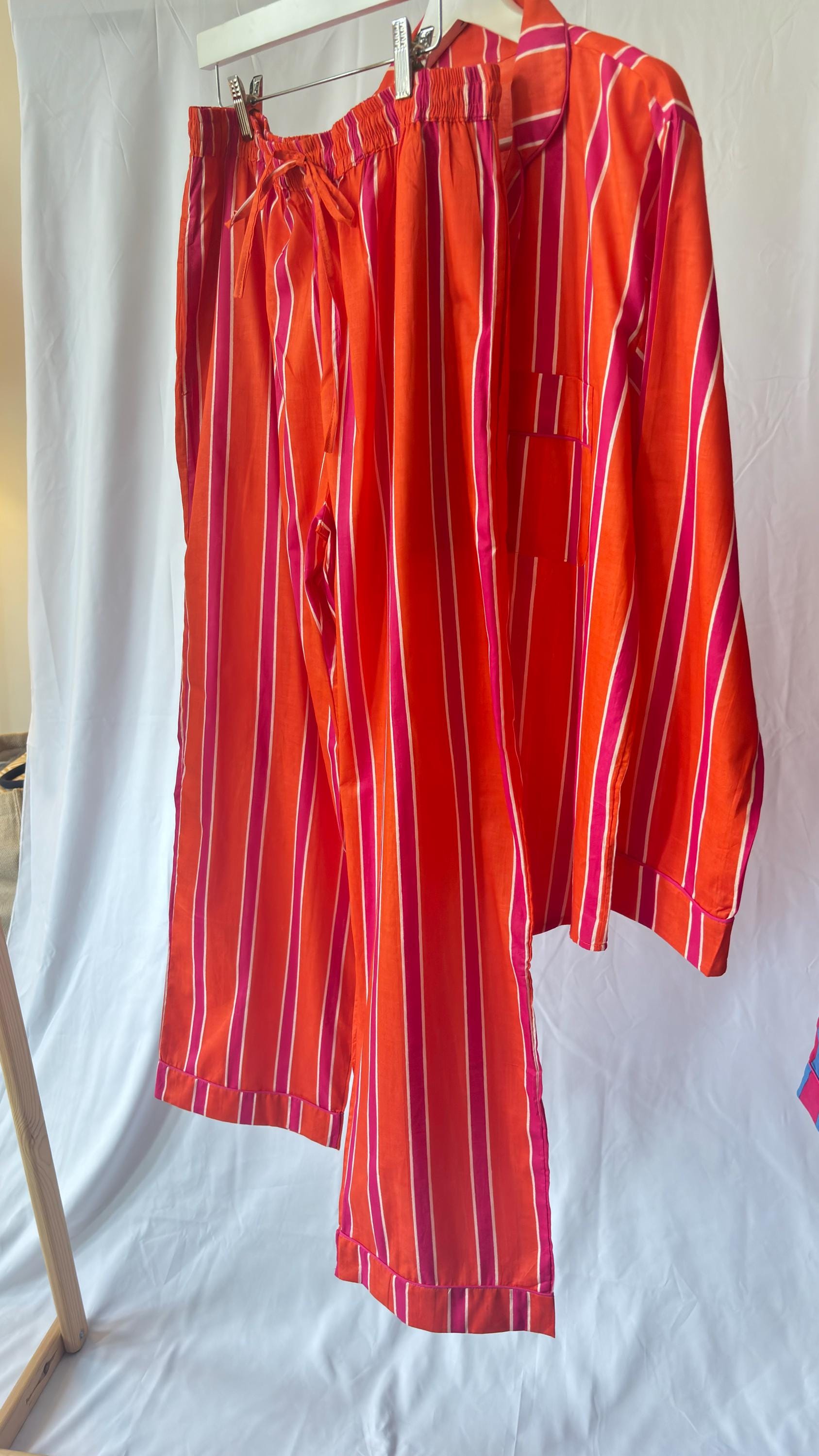 Striped Cotton Pyjama Set:  Long Sleeve|Pants Loungewear