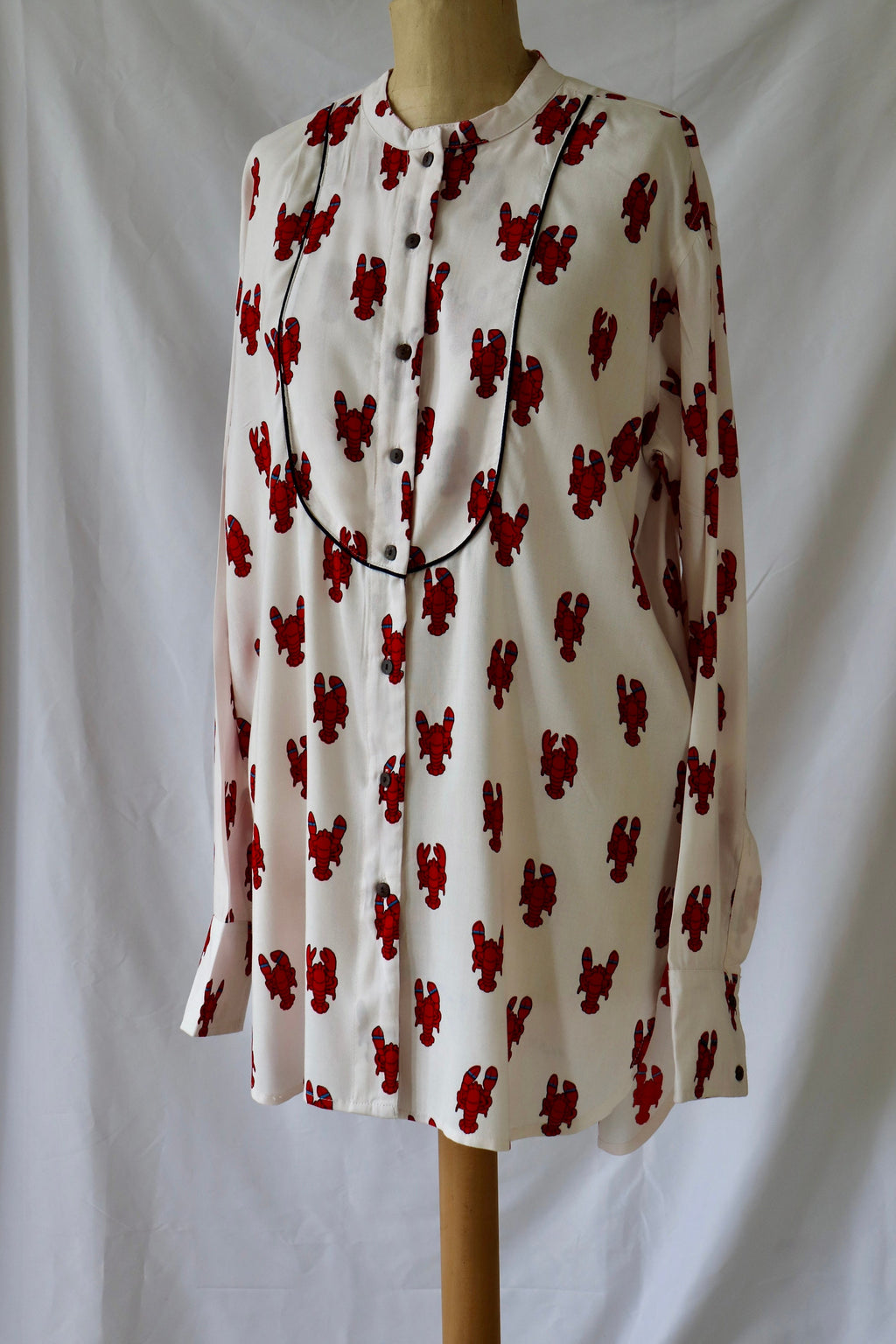 Top  shirt  retro night- shirt white with lobster print