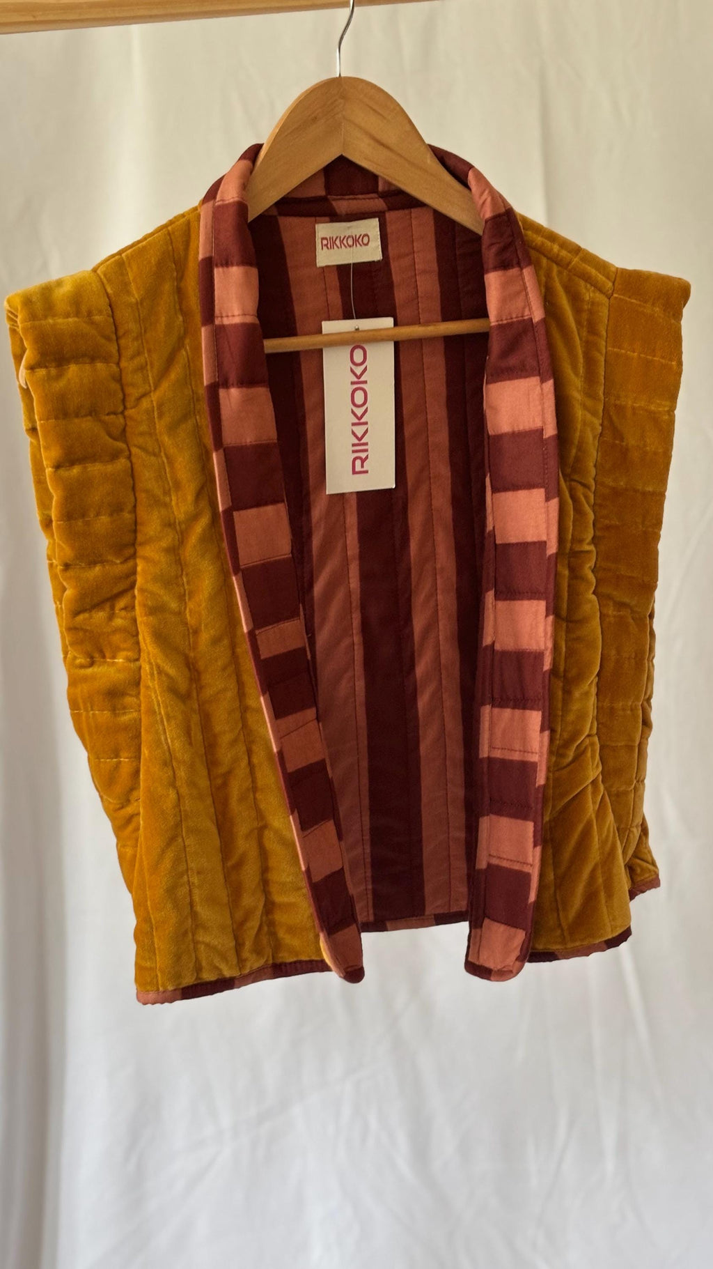 Velvet cotton  padded striped lining gilet| waistcoat in blue |yellow |green| red