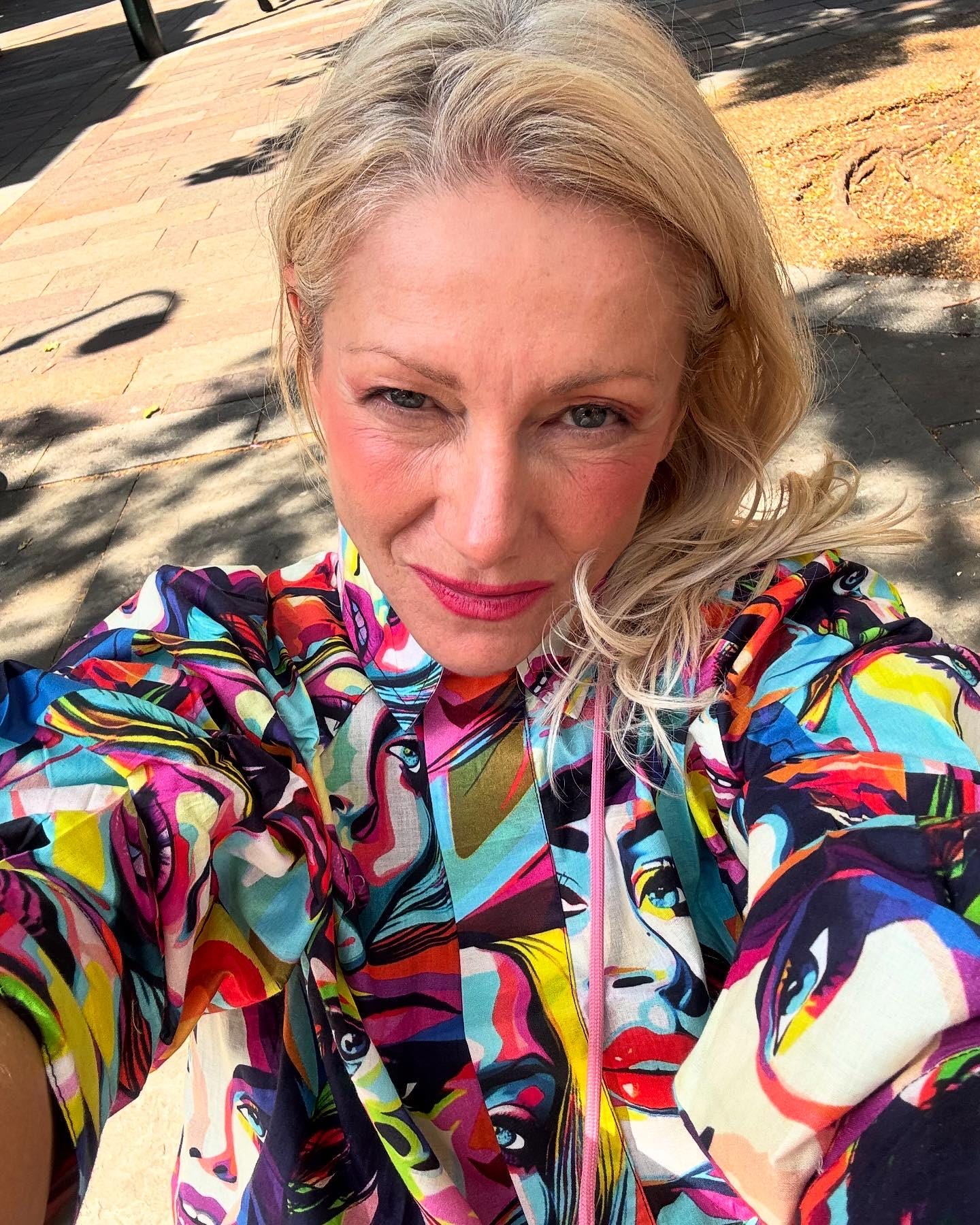 Woman shirt modern style  pop- art print multi-colours woman  in pure cotton