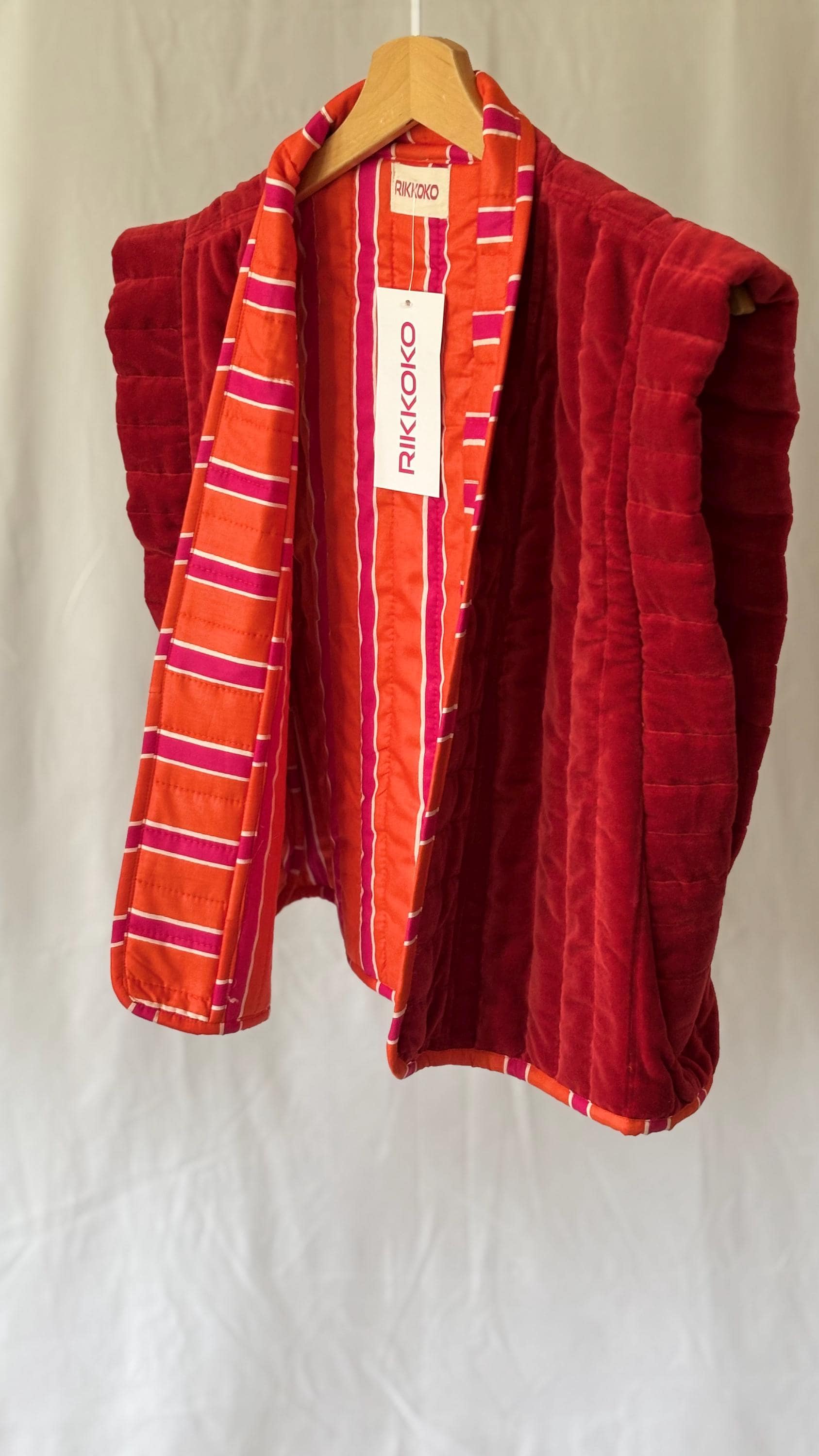 Velvet cotton  padded striped lining gilet| waistcoat in blue |yellow |green| red