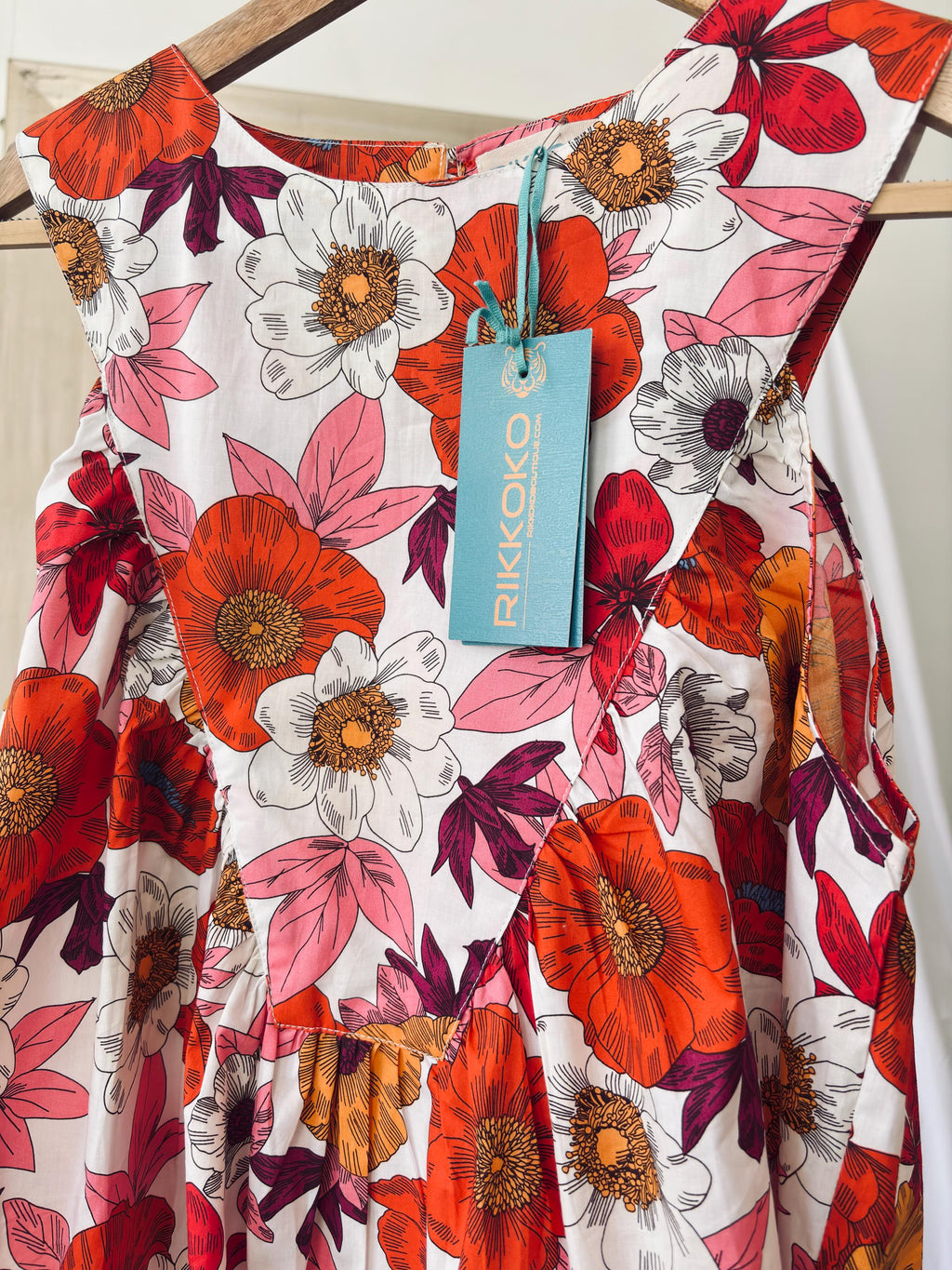 60s Floral Cotton Poplin Set: Sleeveless Top & High-Waisted Pants