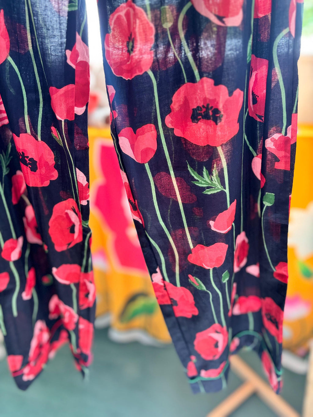 Poppy Print Cotton Pyjama Set: Women's Long Sleeve Sleepwear