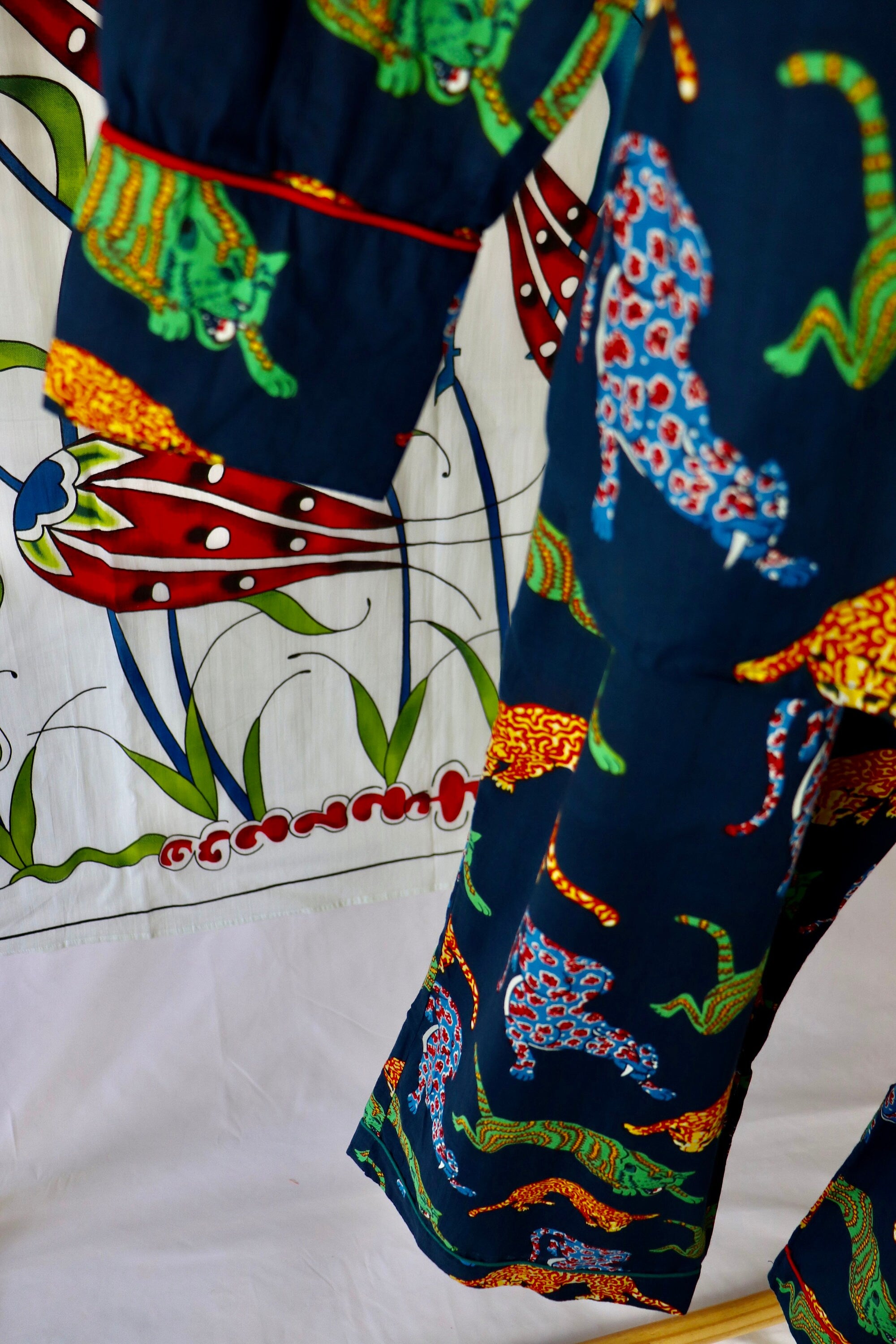 Cotton Pyjama Set: Panther Print Loungewear with Pockets