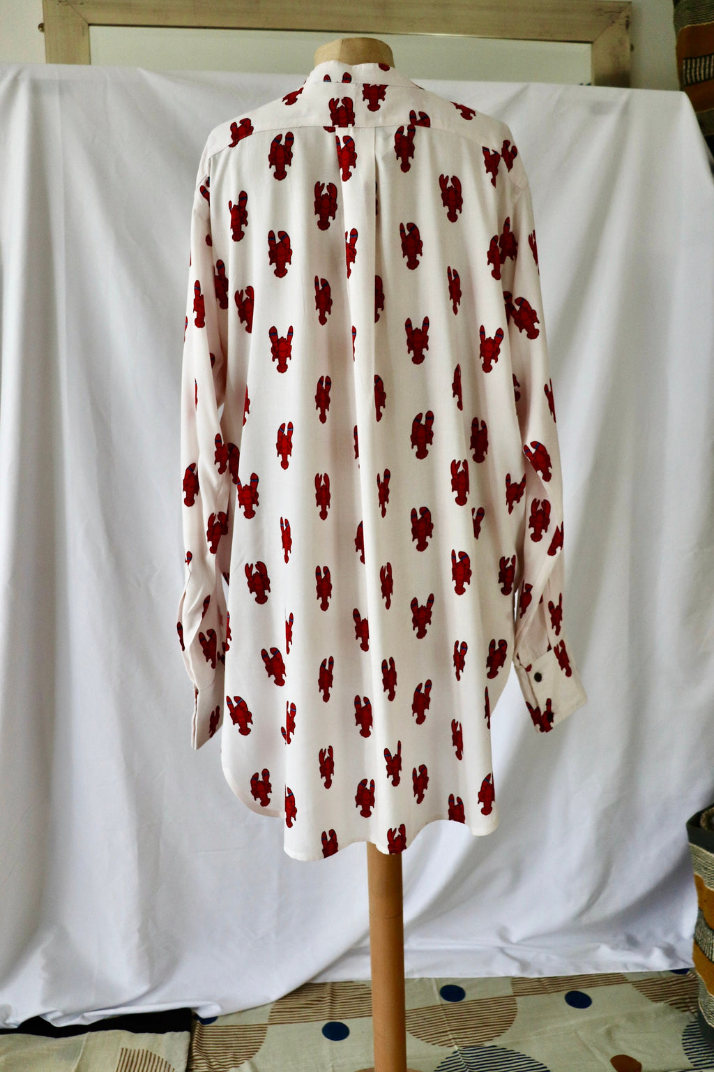 Top  shirt  retro night- shirt white with lobster print