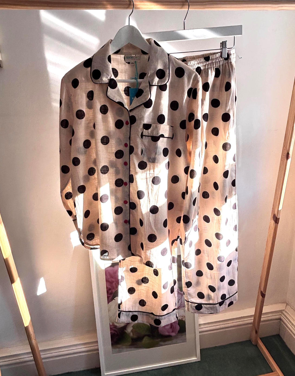 Cotton Polka Dot Pyjama Set: Women's Long Sleeve Loungewear