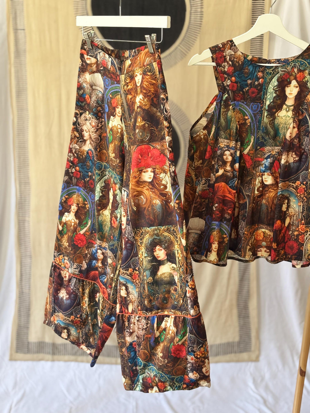 Cotton Sleeveless Top and Pants Set:  Digital Print Coordinate