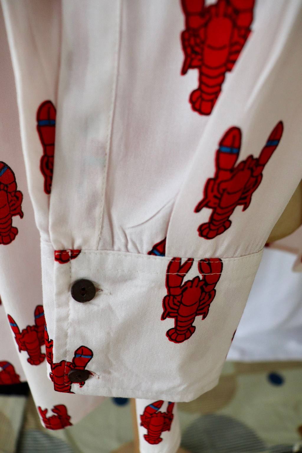 Top  shirt  retro night- shirt white with lobster print