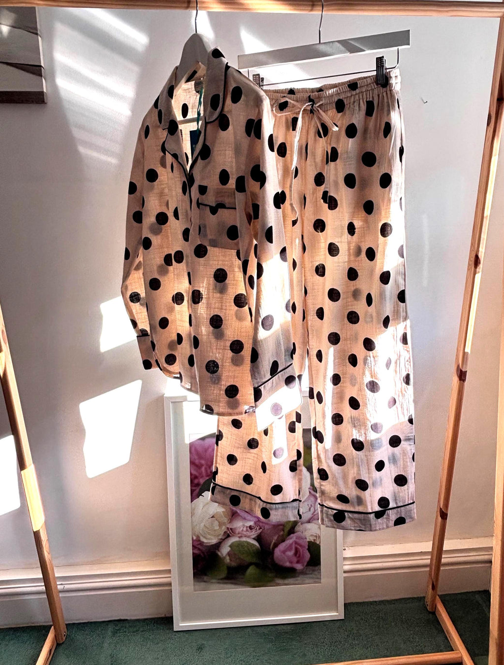 Cotton Polka Dot Pyjama Set: Women's Long Sleeve Loungewear