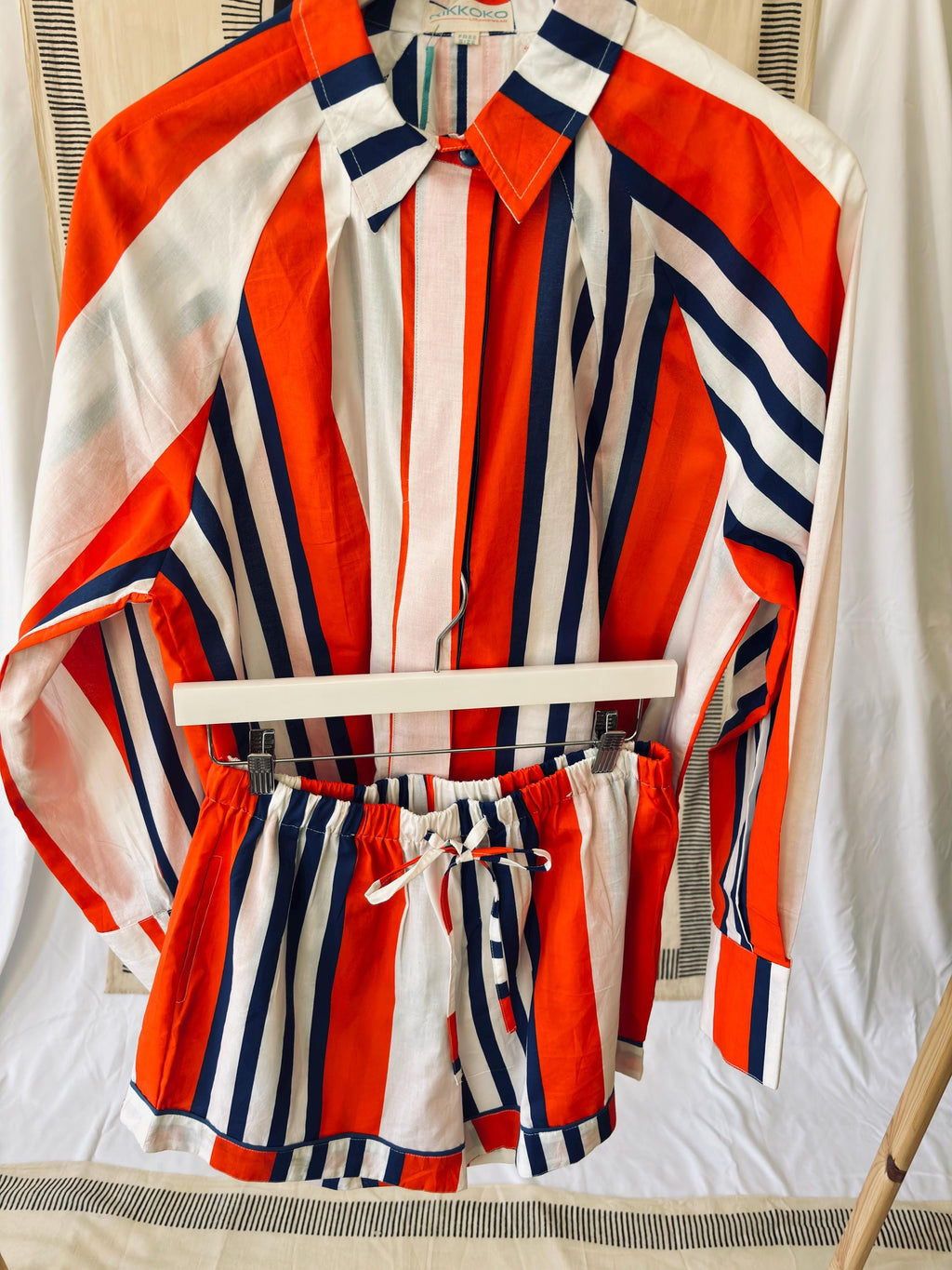 Vintage Floral Print Cotton woman shirt  Sage Green & Orange palette