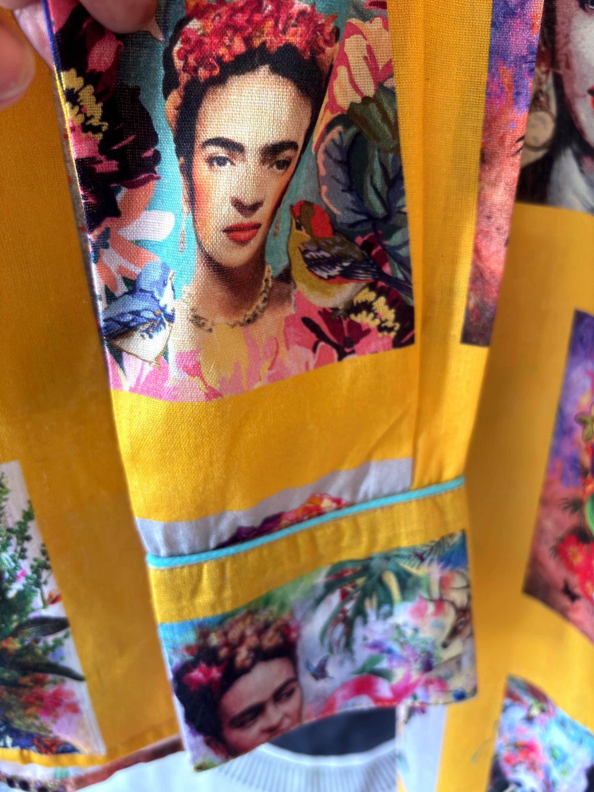 Pyjama woman set made in cotton yellow with Frida  Kahlo print