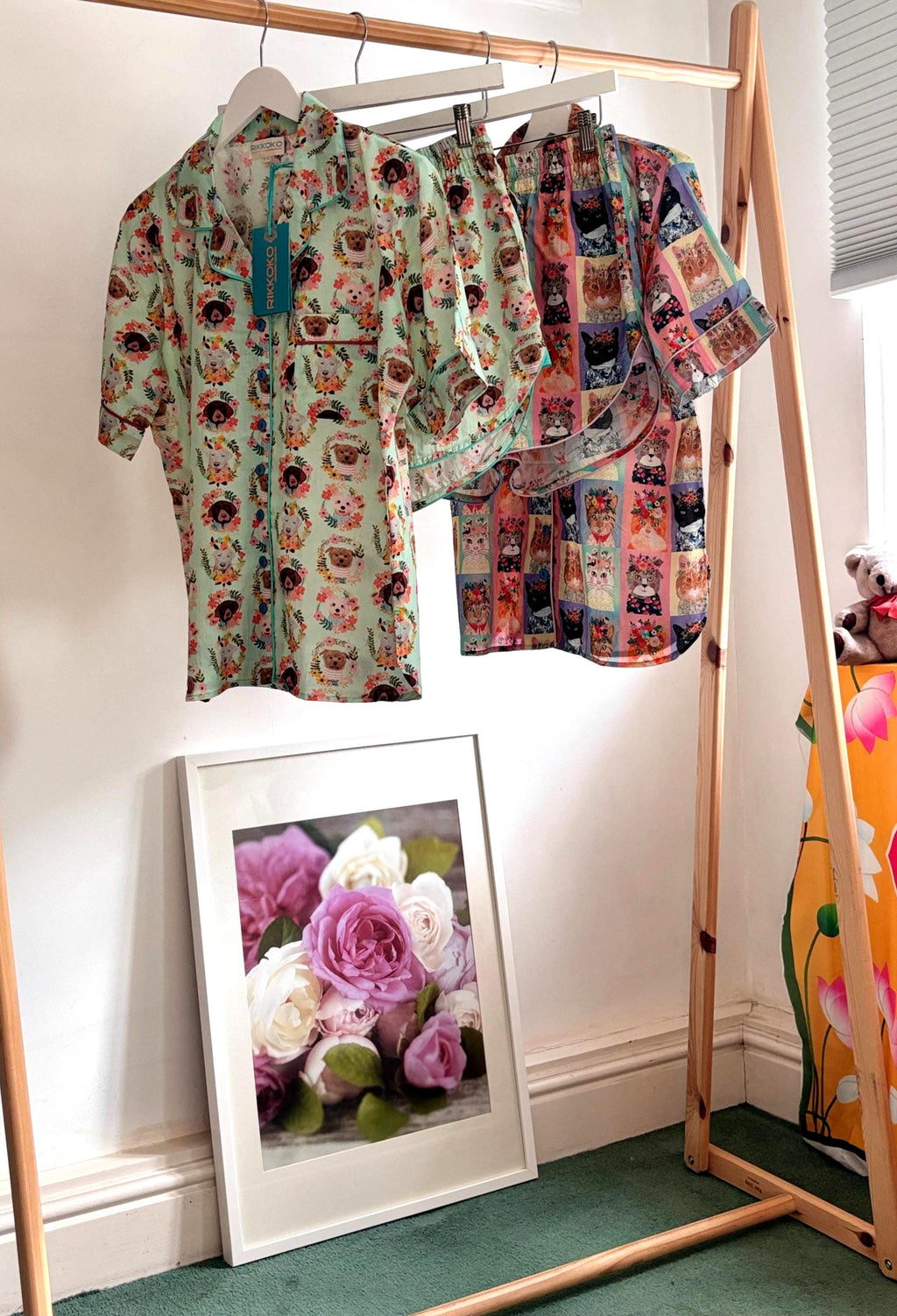 Dog Print Cotton Pyjama Set: Women's Lounge Shorts Coordinate