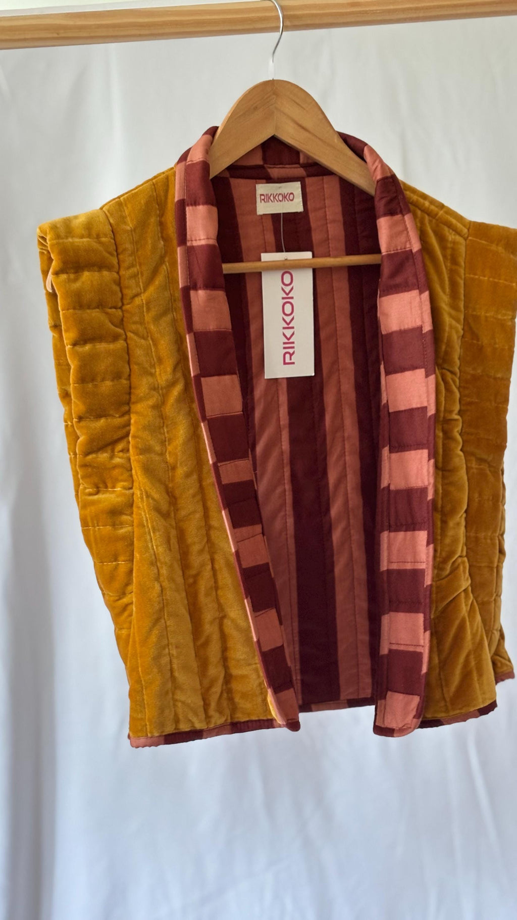 Velvet cotton  padded striped lining gilet| waistcoat in blue |yellow |green| red