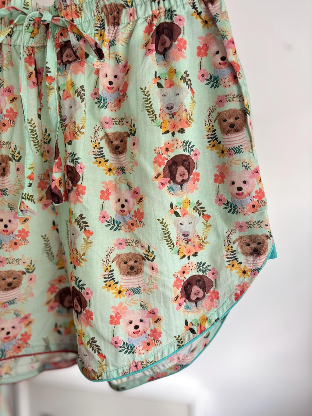 Dog Print Cotton Pyjama Set: Women's Lounge Shorts Coordinate