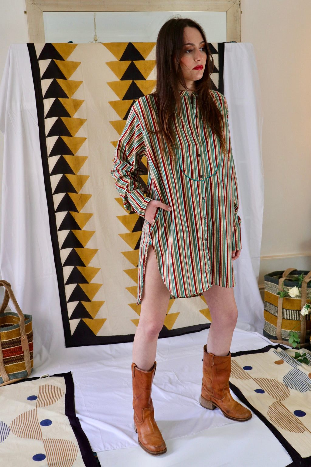 Top  shirt  retro night- shirt white with lobster print