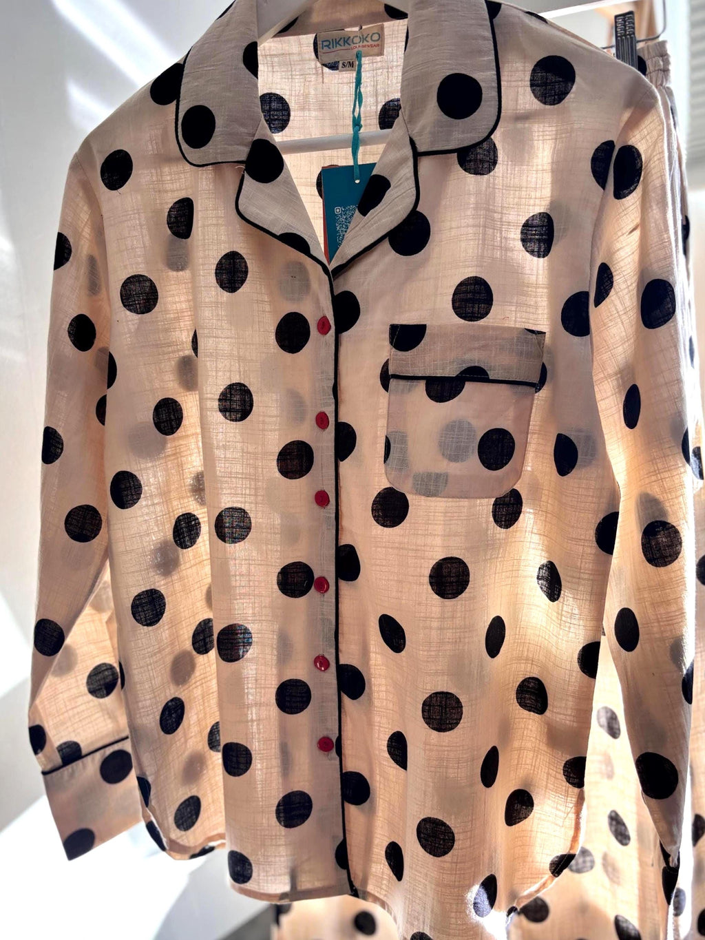 Cotton Polka Dot Pyjama Set: Women's Long Sleeve Loungewear