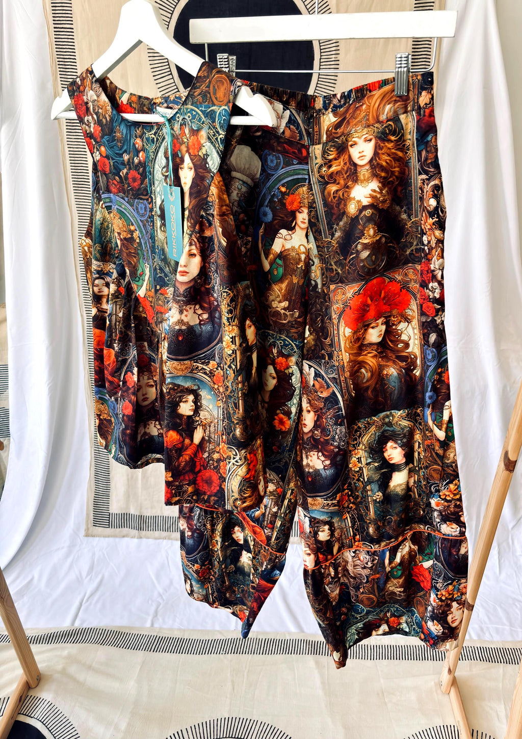 Cotton Sleeveless Top and Pants Set:  Digital Print Coordinate