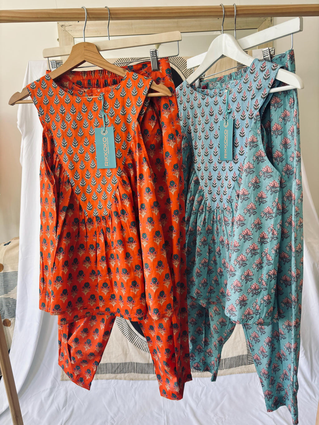 Cotton Sleeveless Top and Pants Set:  Digital Print Coordinate